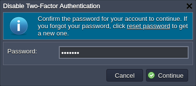 password confirmation dialog