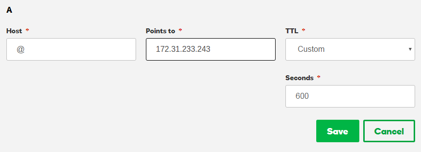 configure DNS a record