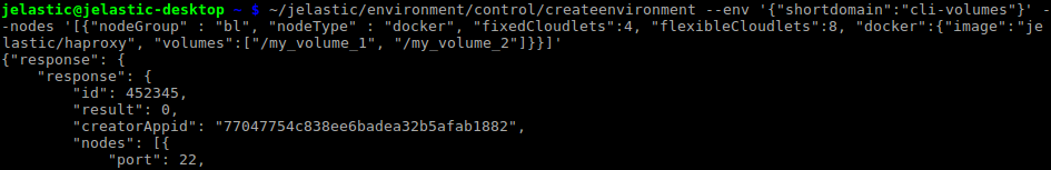 CLI volumes parameter