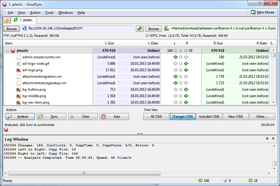 GoodSynch analyze differences