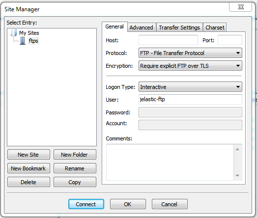 FileZilla FTPS connection