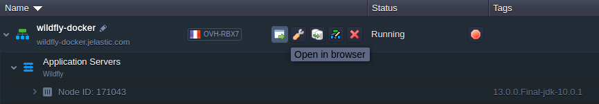 WildFly buka di browser