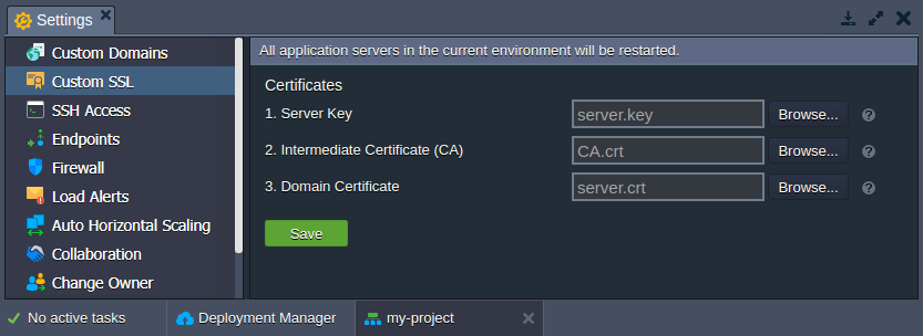 custom ssl settings