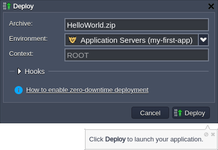 tutorial confirm application deployment