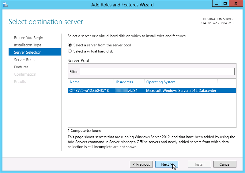 Windows server select