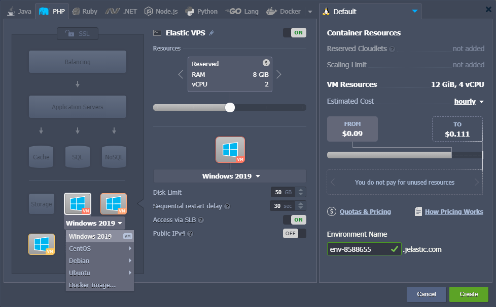 Windows VM topology wizard