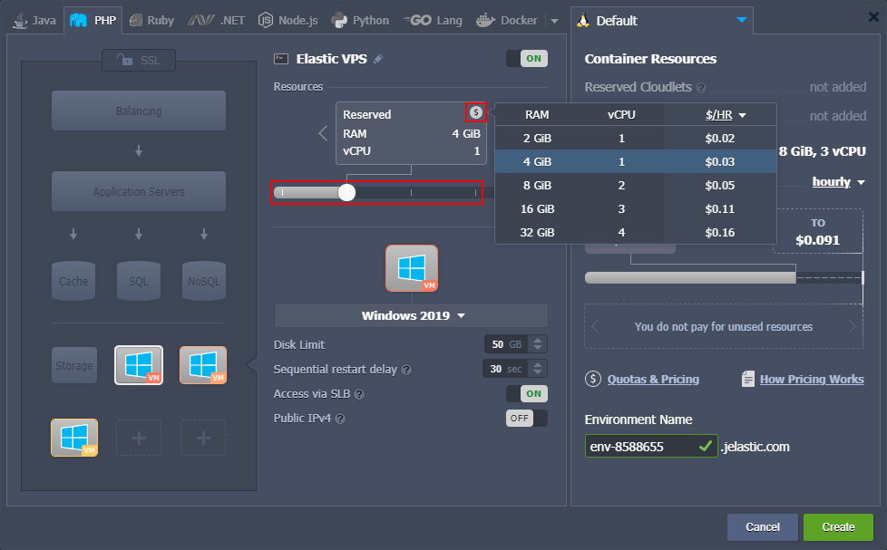 Windows VM resource plans